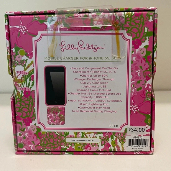 Lilly Pulitzer - Mobile Charger 8-Pin - Beach Rose - Picture 4 of 4